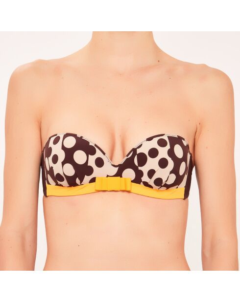 Bruin/gele badpaktop met hoofdband