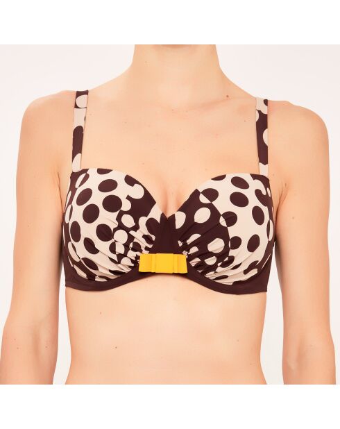 Basket-Badeanzug-Top mit Cups D bis G braun/gelb