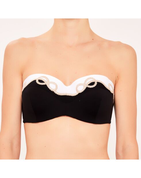 Schwarzer Badeanzug mit Muschelstirnband