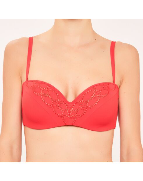 Top da bagno con fascia in conchiglia di corallo