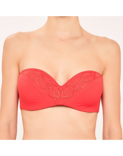 Top da bagno con fascia in conchiglia di corallo