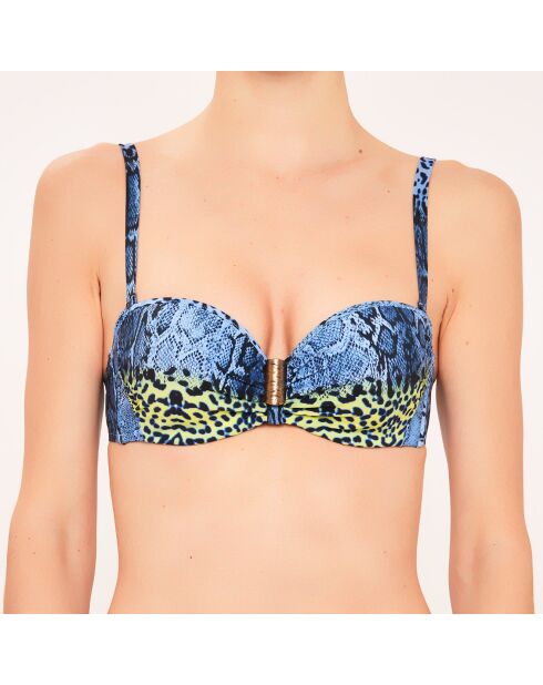 Haut de maillot de bain Bandeau à coques bleu