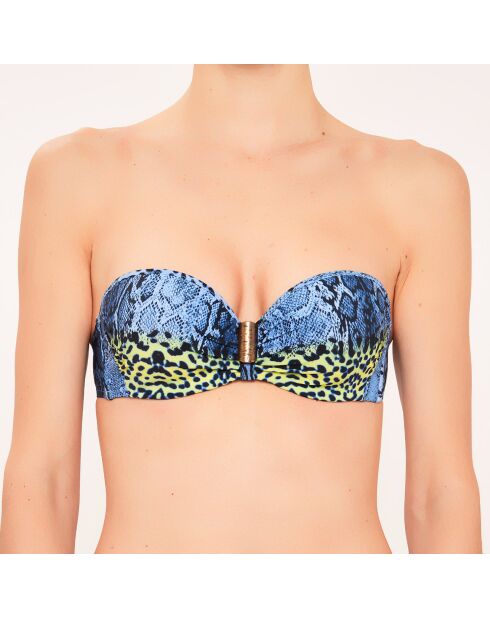 Haut de maillot de bain Bandeau à coques bleu