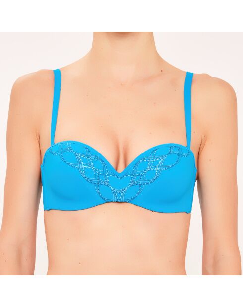 Top da bagno con fascia in conchiglia turchese