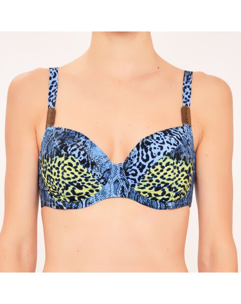 Top de baño azul suave con aros