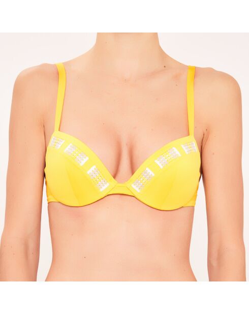 Haut de maillot de bain Corbeille à coques jaune