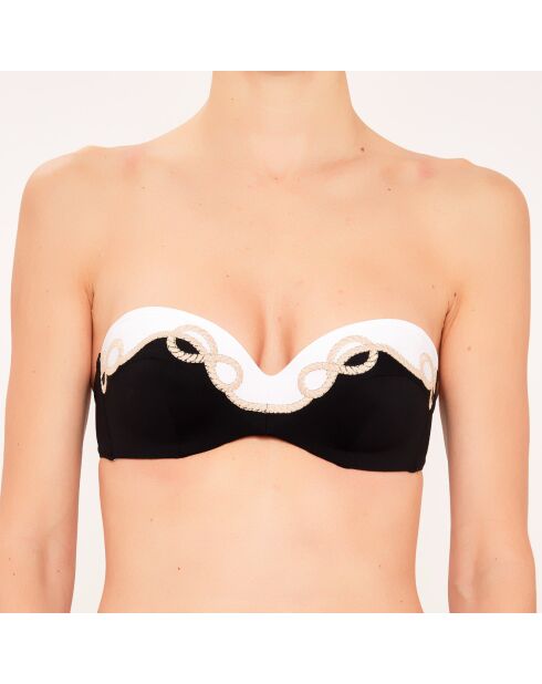 Costume da bagno nero con fascia in conchiglia