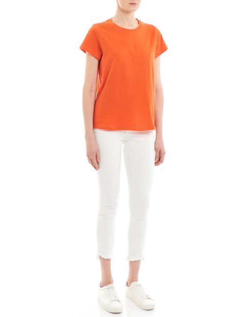 T-Shirt Saki 100% Lin orange rouge