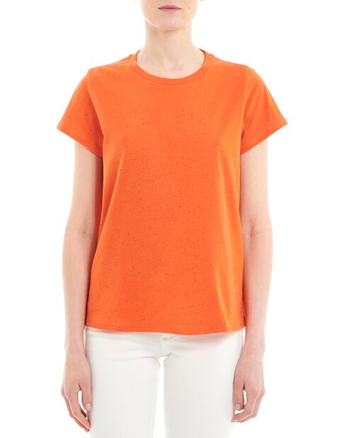 T-Shirt Saki 100% Lin orange rouge