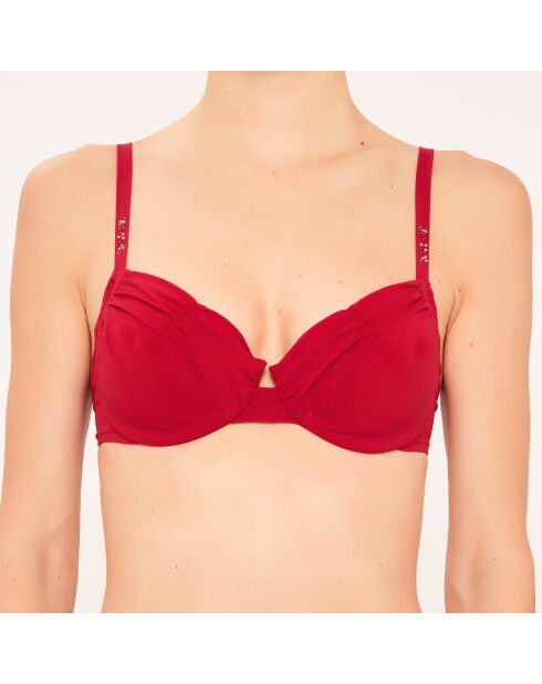 Haut de maillot de bain Souple à armatures drapé rouge