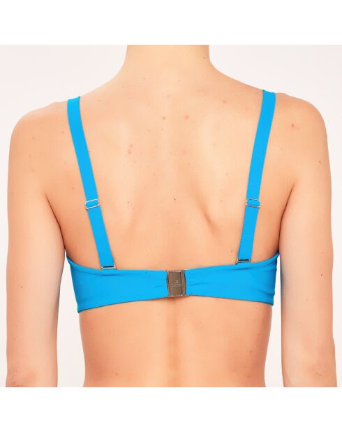 Top da bagno a fascia con coppe da D a F, turchese