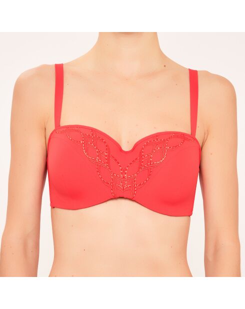 Costume da bagno a fascia con conchiglie, coppe da D a F, corallo