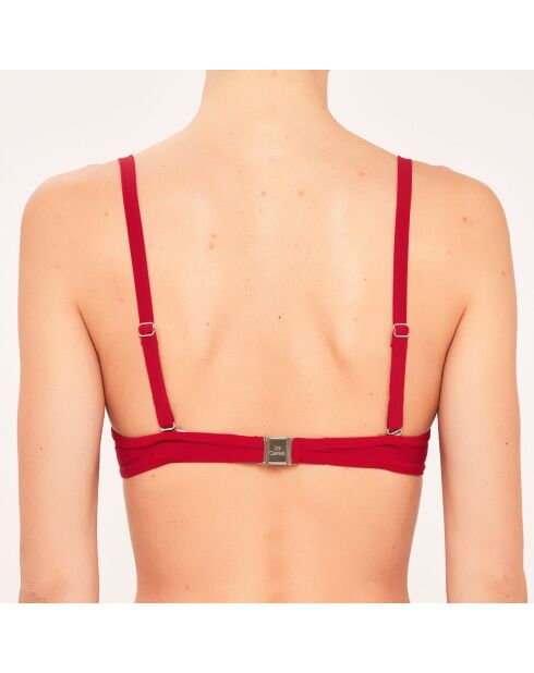 Top de bikini rojo drapeado con forma de cesta de concha