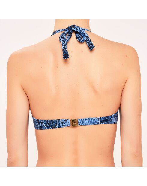 Blaues Triangel-Badeanzugtop mit Muschelmuster