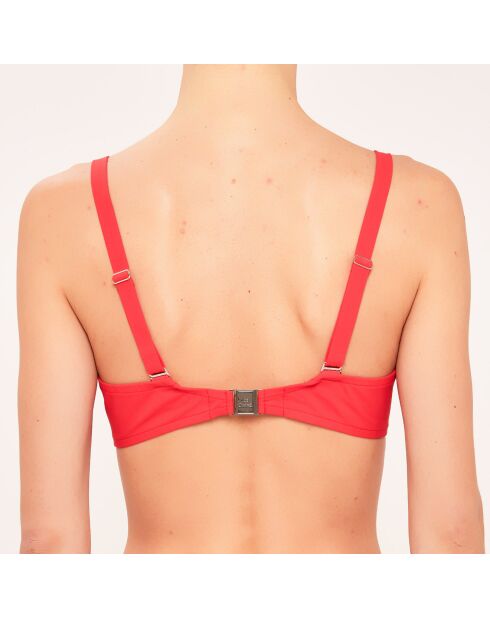 Weicher Badeanzug mit D- bis G-Bügelchen, korallenrot
