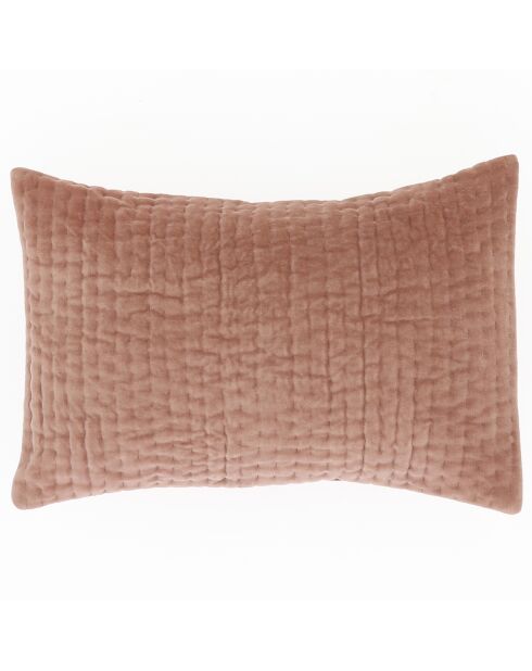 Kussenhoes van roze fluweel in poederkatoen - 30x45 cm