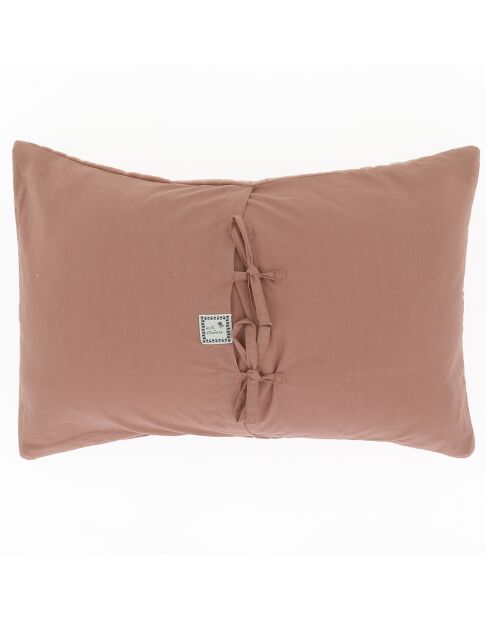 Kussenhoes van roze fluweel in poederkatoen - 30x45 cm