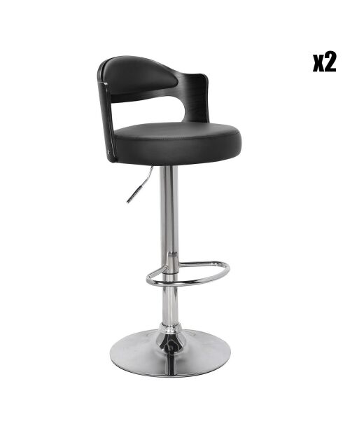 2 Chaises de bar Ruben noires - 43x45x90-110  cm