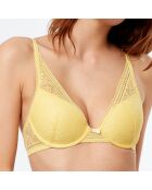 Soutien-gorge triangle armatures N°6 Eclipse en dentelle jaune acidulé