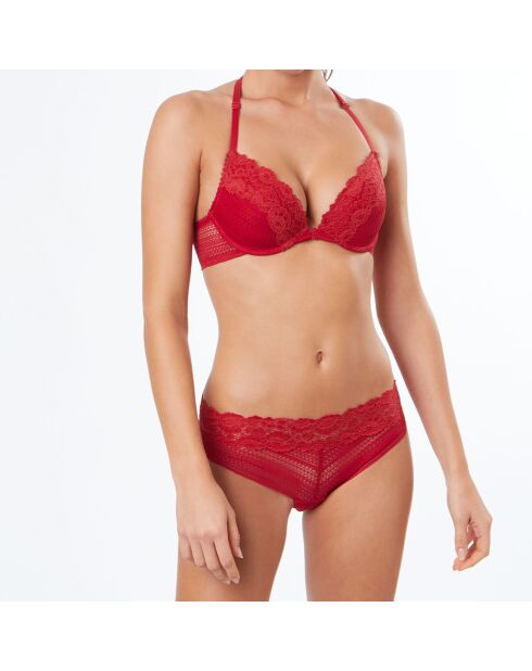 Hipster Initiales en dentelle corail foncé