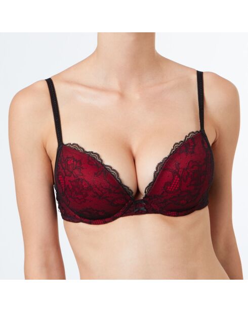 Soutien-gorge ampliforme Merveilleuse en dentelle rouge/noir