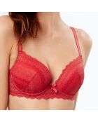 Soutien-gorge push-up N°1 Icone en dentelle rouge henné