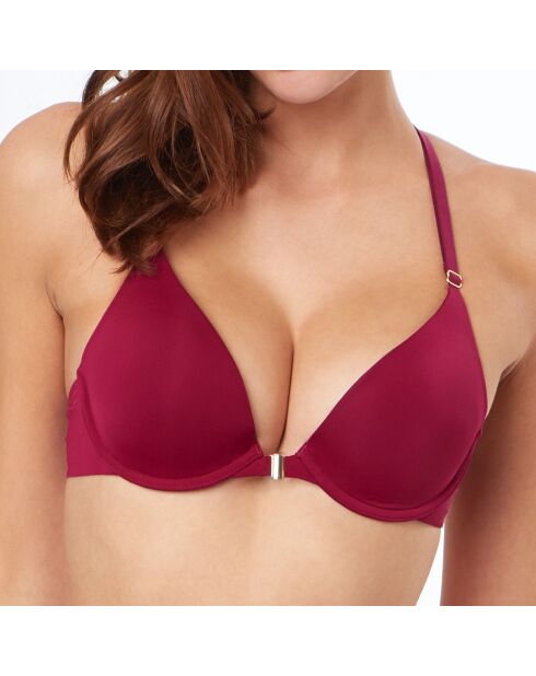 N°2 Pure Fit Schicker Push-up-BH aus Mikrofaser und bordeauxroter granatfarbener Spitze