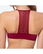 Soutien-gorge push-up N°2 Pure Fit Fancy en microfibre & dentelle bordeaux grenat