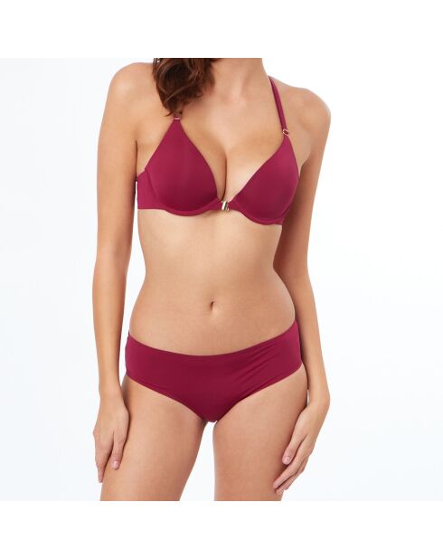 N°2 Pure Fit Schicker Push-up-BH aus Mikrofaser und bordeauxroter granatfarbener Spitze
