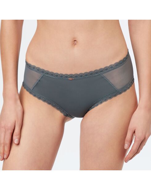 Shorty Spacer bimaterial de microfibra y tul caqui