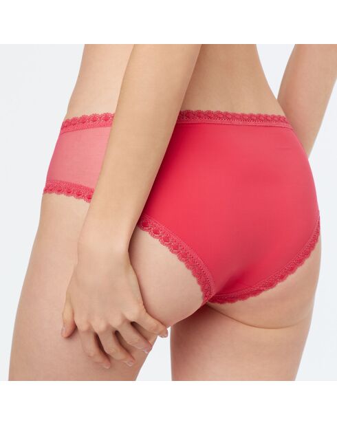 Shorty Spacer bimaterial de microfibra y tul rosa
