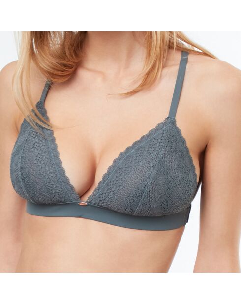 Triangel-bh met spacers en cups van microvezel en kaki kant
