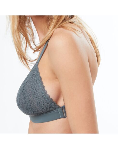Triangel-bh met spacers en cups van microvezel en kaki kant