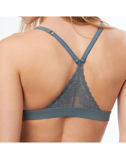 Triangel-bh met spacers en cups van microvezel en kaki kant