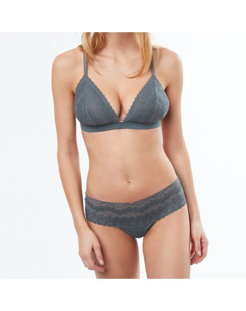 Triangel-bh met spacers en cups van microvezel en kaki kant