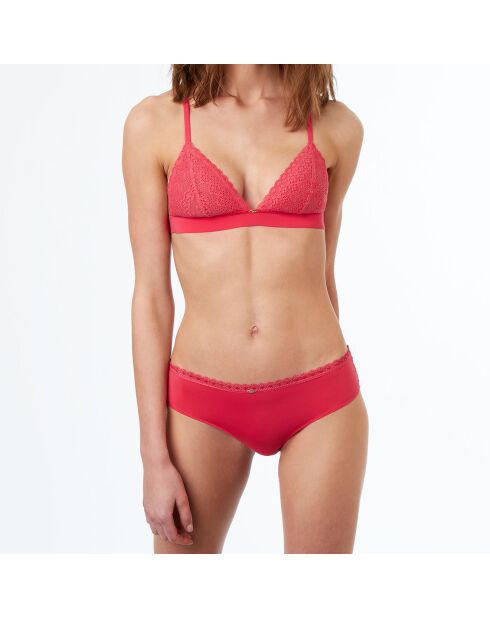Hipster Spacer bimatière microfibre & dentelle rose