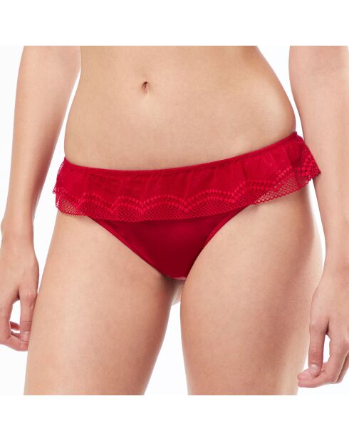Culotte Remix bimatière à volant rouge