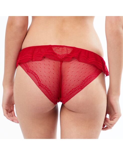 Culotte Remix bimatière à volant rouge
