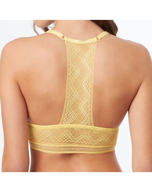Reggiseno a triangolo in palissandro in pizzo giallo acido