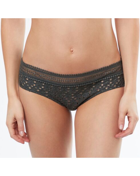 Pantalones cortos Lotus de encaje y microfibra caqui