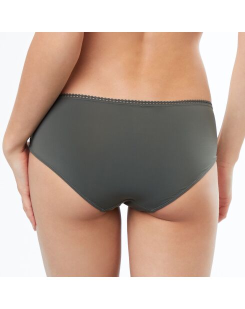 Pantalones cortos Lotus de encaje y microfibra caqui