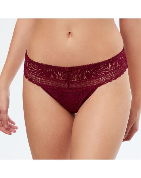 Tanga Tandem en dentelle prune