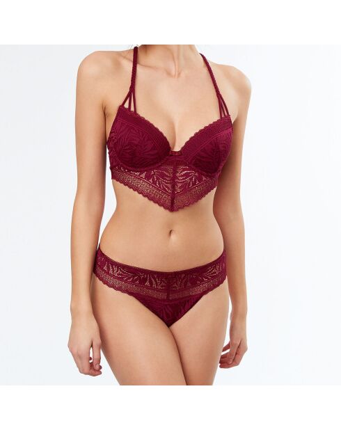 Tanga Tandem en dentelle prune