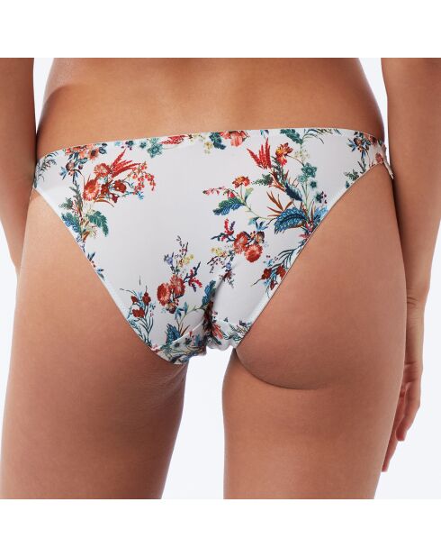 Pantalones de baño blancos y multicolores con estampado Lys y encaje