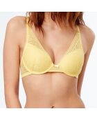 Soutien-gorge triangle armatures N°6 Eclipse en dentelle jaune acidulé