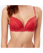 Soutien-gorge push-up N°1 Icone en dentelle rouge henné