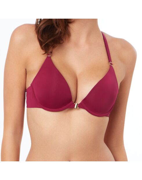 N°2 Pure Fit Schicker Push-up-BH aus Mikrofaser und bordeauxroter granatfarbener Spitze
