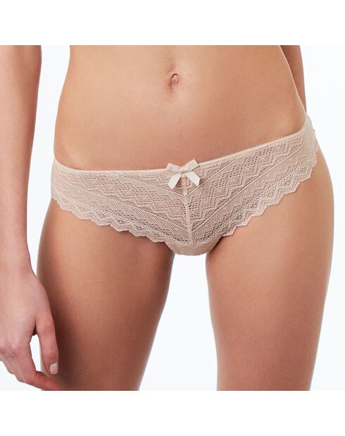 Tanga Icone en dentelle beige