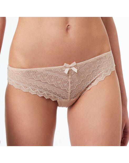 Tanga Icone en dentelle beige