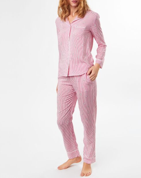 Pantalon de pyjama Foxie rayé fushia